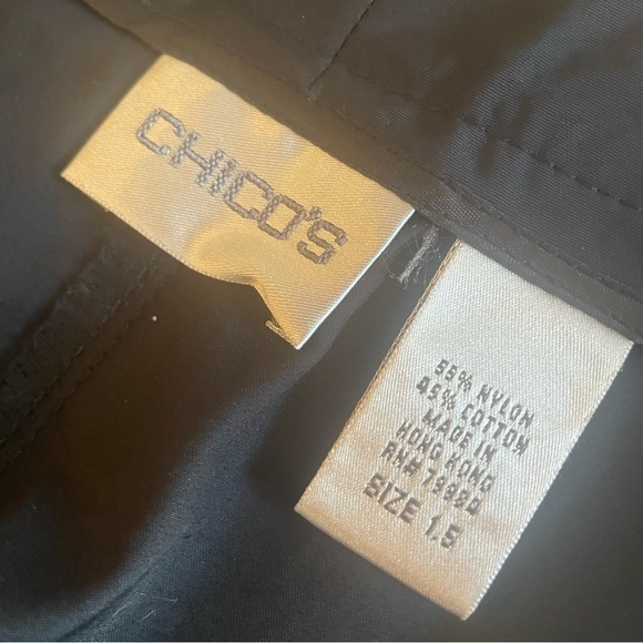 Chicos Womens Black nylon track pants Size 1.5 M / 10 Black Non-Stretch Pockets - Picture 10 of 12